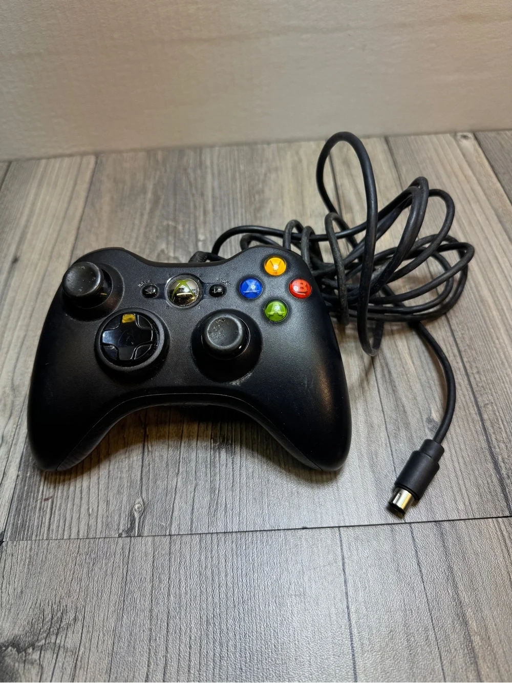 Official Microsoft Xbox 360 Black Wired Controller! Works Great! Authentic!
